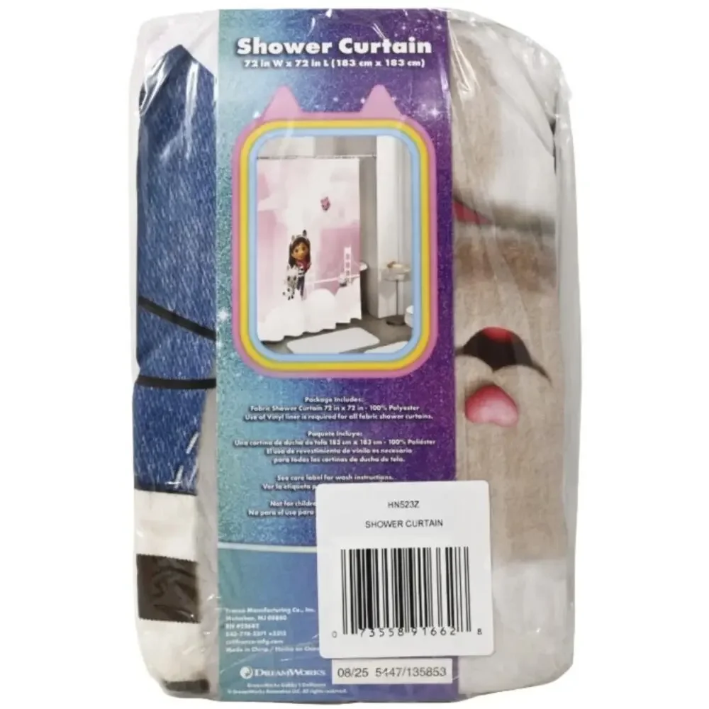 Gabby's Dollhouse The Movie -Shower Curtain Set, 72 x 72 Inch Curtain-Polyester